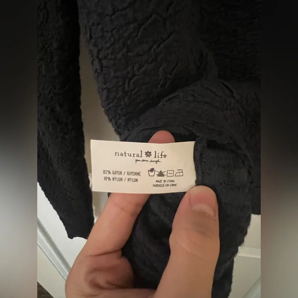 Natural Life Danielle Square Neck Textured Long Sleeve Top in Navy - Picture 6 of 6